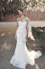Shoulder Sweetheart One Dresses Mermaid Sweep Train Long Lace Appliqued Bridal Gowns Country Garden New Wedding Dress