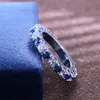 Klassieke Nieuwe Unieke Mode-sieraden 925 Sterling Zilver WitBlauwe Saffier CZ Diamant Edelstenen Hart Holle Vrouwen Trouwring 304G