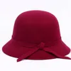 冬の女性ソリッドウールフェルトクローシュハット2019新しいFedoras Vintage Western Bucket Hats 6色温かい女性ボウラー帽子296T