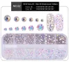 Na053 1 Box Multi Storlek Crystal Nails Decorations Acrylic Round Färgglada Glitters Rhinestones DIY Nail Art Accessoires