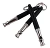 Pet Supplies Dog Training Tube de sifflet à ultrasons nickelé noir et argent avec porte-clés Gadget de dressage de chien 0,9 * 8,0 cm