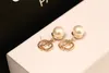 Partihandel-Fashion Luxury Designer Letter Diamond Rhinestone Pearl 18k Gold Stud Örhängen för Kvinna Silver Pin