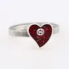 S925 European and American new love red epoxy sterling silver ring retro female heart-shaped ring punk fashion couple ring