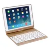 Ultra tunn färgstark bakgrundsbelysning Aluminium Flip Fullständigt skydd Skydd Auto Sova Wake Rotating Bluetooth Keyboard Case till iPad Pro 9.7 Air 2