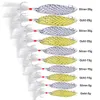 5 Шт. / Компл. 5 г 10 г 15 г 20 г 28 г Смешать Стили Одель Рыболовные Приманки Блесток Приманки Золотой Серебряный Крюк Металлическая Ложка Приманка с приманкой Перо