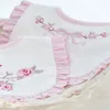 Camadas algodão bebê rosa flores lace bibs impermeável bandana meninas bordadas arrota panos toalha de roupa1