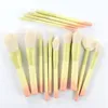 Brosse de maquillage gradient Ensemble 14pcs Fondation professionnelle Poudre de poudre Maquillage Maquillage Brosses Kits Eyeliner Blush Outils cosmétiques