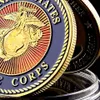 10 pz Arti e Mestieri US Marine Corps Sfida Militare Coin Force Recon USMC Placcato Oro Badge Collection1757074