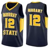 Maillot de basket-ball universitaire 12 Ja Morant Murray State Racers University 1 Zion Williamson Maillots cousus pour hommes