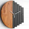 Wooden Wall Clock Modern Design Vintage Rustic Shabby Clock Quiet Art Watch Home Decoration205B