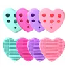 Drop New Heart shape Makeup Brush with holder Silicone Cosmetic Cleaning Tool Washing Brush egg Pad Cleanser4402290