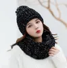 Vrouw gebreide beanie hoed en sjaal set 7 kleuren pom pom pom mutsen winter warme leuke meisjes mode cap ljjo7220-1