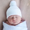 10 stili doppio ispessimento neonato cappelli a righe per l'inverno cotone caldo berretti all'uncinetto berretto infantile cappello palla di pelliccia berretti lavorati a maglia M756