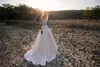 Кружева Богемский пляж свадебные платья 2020 иллюзия Кнопка Back Appliques Страна садовые свадебные платья подвесных поездов Vestido de Novia