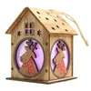 Kerst LED LICHT HOUT HOUSE Kerstboomdecoraties voor Home Holiday Hanging ornamenten Geschenk gloeiend feest Decor1236G