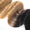 VMAE Brazilian 12 to 26 inch 1B 27 Two Tone Blonde Ombre Color 120g Body Wave Drawstring Ponytail Virgin Human Hair Extension