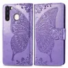Для Samsung A21 Case Cover Cover Deather Wallet держатель цветочной бабочки с ручным ремнем (модель: A21)
