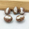Mit Strasssteinen gepflasterte Naturperlen-Verbindungsperlen, lose Perlen, für die Herstellung von Schmuck, DIY-Armbändern und Halsketten BD361