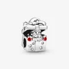 100% Solid 925 Sterling Silver Santa in a Giftbox Christmas & Red Enamel Clear Cz Stone Charm Beads Fits European Pandora Style Jewelry Bracelets