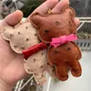 Bear Designer Tassel Keychains PU Leather Cartoon Animal Keyring Chains Rings Jewelry Car Keys Holder Women Bag Pendant Charms for2137