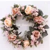 Door Hanging Artificial Rose Flowers Wreath Simulation Flower Garland Decor Wall Window Home Door Lintel Wreath9623482