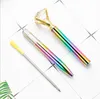 NUEVO Big Diamond Crystal Bolígrafos Rainbow Metal Gradient Pen Escuela Oficina Suministros de escritura Business Pen Papelería Estudiante Regalo GD307