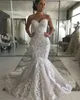 2019 LACE Mermaid Wedding Dresses Sweetheart Appliced ​​Sweep Train Modest Boho Wedding Dress Custom Made Cheap Plus Size Bridal Go1304773