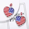 Whole- luxury designer exaggerated lovely cute colorful beaded America USA flag heart pendant stud earrings for women girls215C