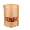 17x24cm stand kraft papel janela fosco showcase embalagem alimento sacos de vedação de calor zip reutilizável candy candy petiscos pacote de pacote de chá