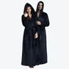 Hommes À Capuche Extra Long Flanelle Couple Robe 2018 Automne Hiver Amant Homewear Chemise De Nuit Femme Épais Chaud Vêtements De Nuit Peignoirs