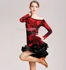 2019 nowe modele Latin Dance Spódnica dla kobiet Długi rękaw Czarny Rumba Dancing Dresses Girls / Dorosłych Sukienka Konkurencji Łacińskiej