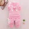 3PCS Toddler Kids Baby Girls Outfits Cute Rabbit Coat T-shirt Pants Toddler Set Kids Clothes Childrens Clothing 0-4Y