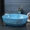 Jingdezhen seramik sıhhi tesisat sayacı havzası lavabo lavabo lavabo banyo lavabo Çin seramik lavabolar çiçek ve kuş