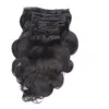 Clip Long ondulé dans les Extensions de cheveux naturel noir vierge brésilien cheveux humains vague de corps Clip ins Extension 8 pièces/120g