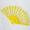 Lace Dance Fan Show rzemieślnicze wentylatory Wentylatory kwiatowe Rose Flower Design Plastikowe ramy Silk Hand Fan3043763