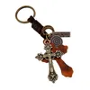 Retro Christian Cross Brelok Skórzany Stop Klucz Pierścień Urok Car Keyring Moda Akcesoria Torba Wisiorek Party Prezent LXL929