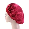 Nouveau femmes large bande Satin Bonnet doux Satin nuit sommeil chapeau soie tête enveloppement bonnet de douche femmes tête couverture enveloppement chapeau bonnet de nuit