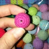 Chengkai 50pcs 20mm rond tricot coton Crochet perles en bois boules pour bricolage décoration bébé anneau de dentition bijoux collier jouet T200323238r