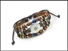 Lederen bedelarmbanden Noosa Button Snap Clasp Chunks Beaded DIY Multilayer Fashion Gevlochten Vintage Sieraden voor Mannen Vrouwen Zwart Bruin Kleur