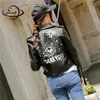 Chaqueta de cuero sintética de Yauamdb 2018 Spring Autumn PU SXL Femenina Hip Hop Clothing Ladies Impresión de motocicleta Outerwear Y1111110518