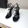 골드 블랙 진주 샌들 Feminino Chunky heels 정품 가죽 들여다 발가락 숙녀 검투사 T 쇼 파티 펌프 여름 여성 신발