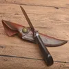 Ny överlevnad rakt jaktkniv 8Cr13mov dropppunkt blad ebenholtshandtag fasta bladknivar med lädermantel