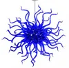 Lâmpadas Pingente de Alta Qualidade Murano Blue Flor Chandeliers Rodada CE / UL LED Luz Luz Bar Estilo Mão Blown Bola De Vidro Candelabro Moderna