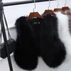 New Winter Winter feminino Faux S￺ria colete longa mulher desgrenhada de moda falsa coletes de alto tamanho