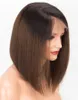 Mörkbrun Full Lace Bob Wig Human Hair Wigs Straight Short Virgin Malaysian Hair Glueless Lace Front Wig Ombre Två Tone # 1b / # 4