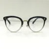 New fashion designer optical glasses 1043 cat glasses frame metal printed temples retro pop style transparent lens protection glasses