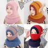 New Autumn Winter Children Hat Velvet Knitted Hat irl's Windproof Face Protection Integrated Neck Warm Scarf Boy's Hats M218