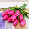Real-touch Artificial Tulipa Flores Festa de Casamento Em Casa Decor Pure Branco Laranja Luz verde flor Artificial Freeshipping