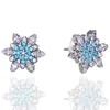 Nouveau bleu flocon de neige Boucles d'oreilles Pandora Luxury Designer Argent 925 CZ Diamant Lady Boucles d'oreilles Coffret cadeau de vacances