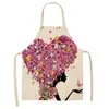 1Pcs Cotton Linen Flower Butterfly Girl Printed Kitchen Aprons for Women Home Cooking Baking Waist Bib Pinafore 68*49cm